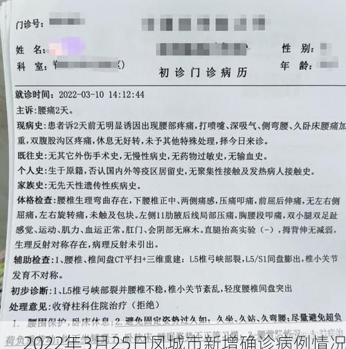 2022年3月25日凤城市新增确诊病例情况