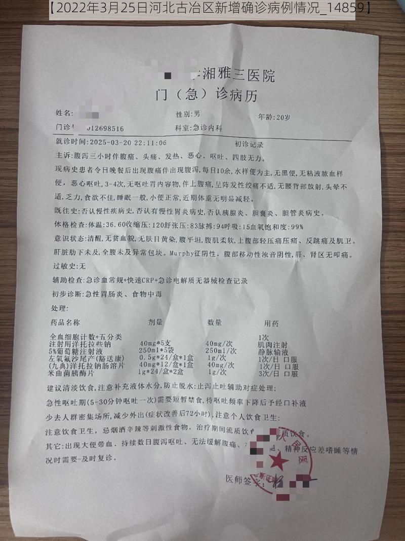 【2022年3月25日河北古冶区新增确诊病例情况_14859】
