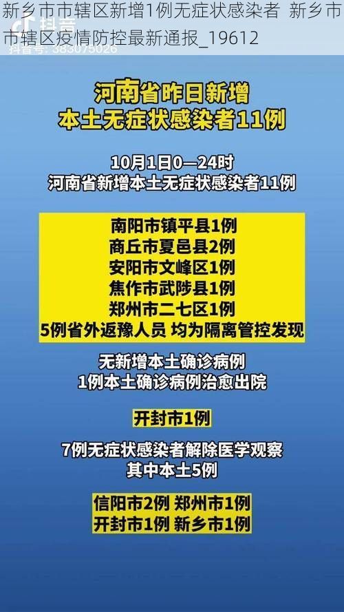 新乡市市辖区新增1例无症状感染者 新乡市市辖区疫情防控最新通报_19612