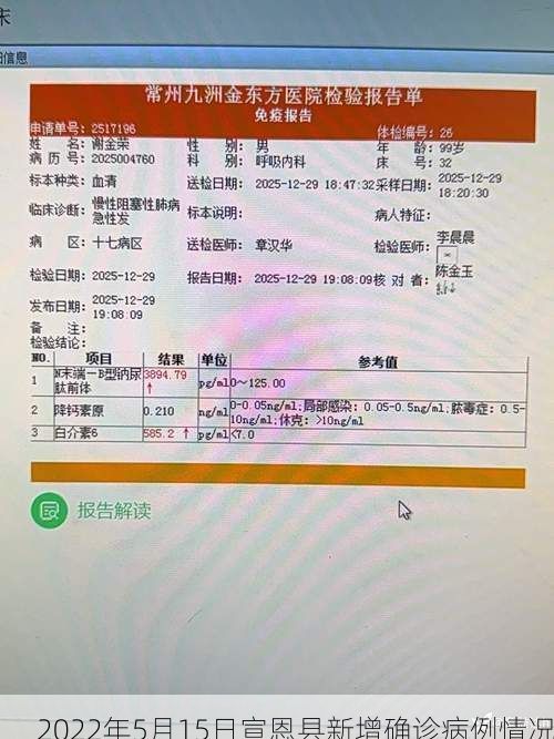 2022年5月15日宣恩县新增确诊病例情况