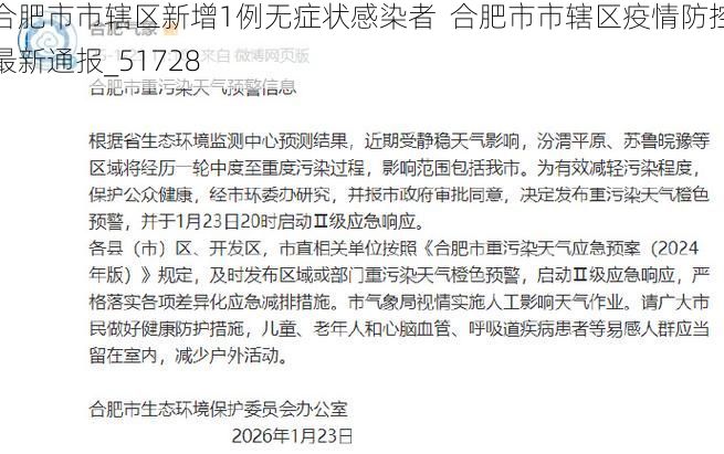 合肥市市辖区新增1例无症状感染者  合肥市市辖区疫情防控最新通报_51728