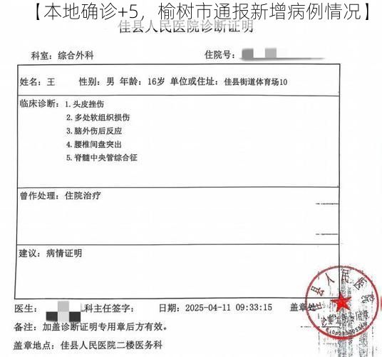 【本地确诊+5，榆树市通报新增病例情况】