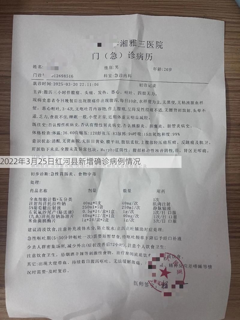 2022年3月25日红河县新增确诊病例情况