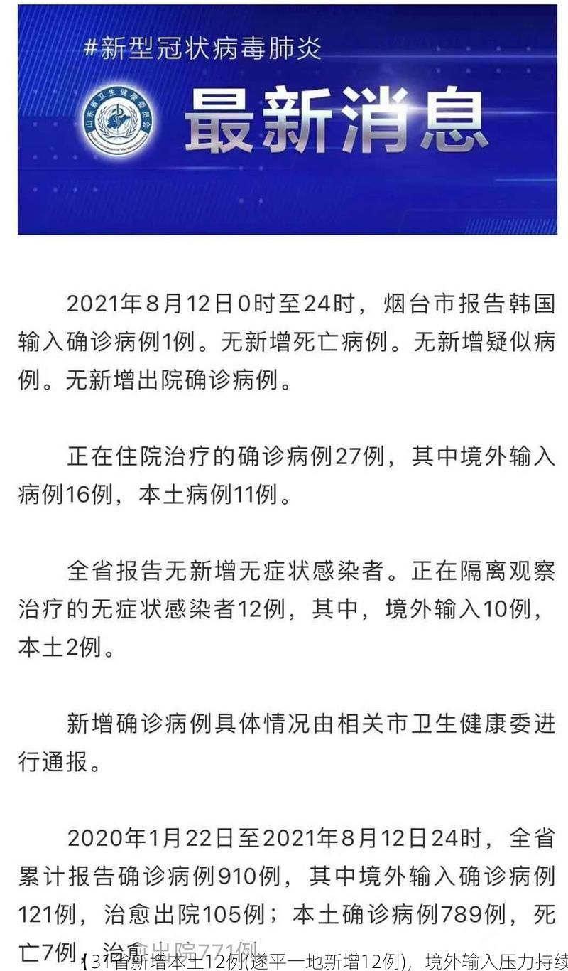 【31省新增本土12例(遂平一地新增12例)，境外输入压力持续】
