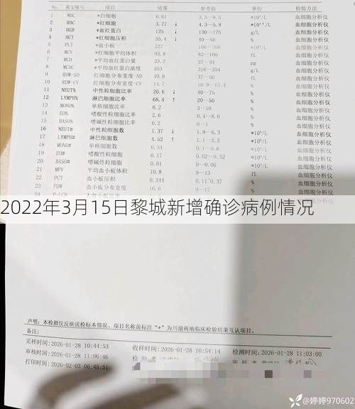 2022年3月15日黎城新增确诊病例情况