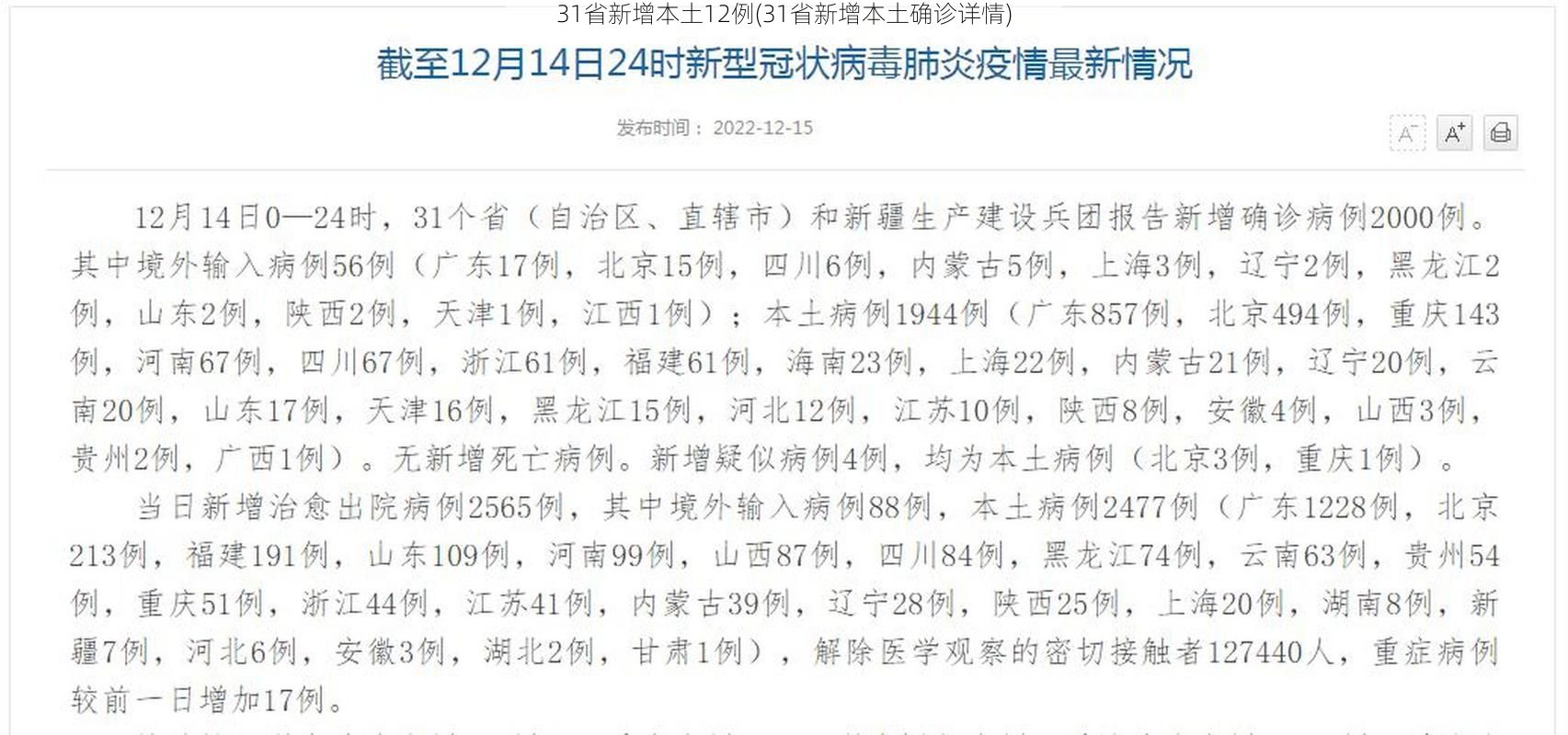 31省新增本土12例(31省新增本土确诊详情)