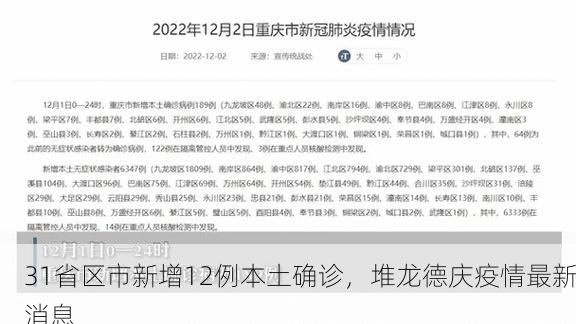 31省区市新增12例本土确诊，堆龙德庆疫情最新消息