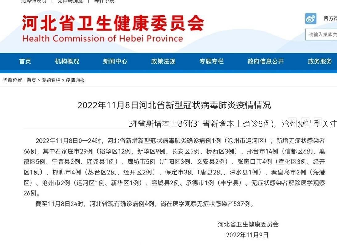 31省新增本土8例(31省新增本土确诊8例)，沧州疫情引关注