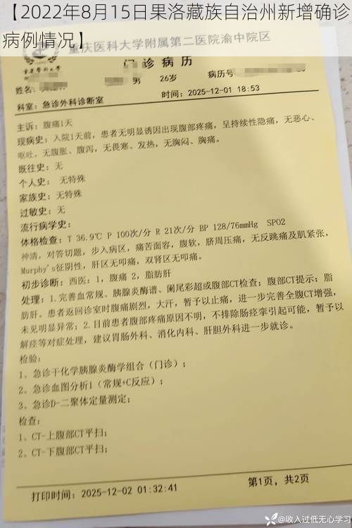 【2022年8月15日果洛藏族自治州新增确诊病例情况】