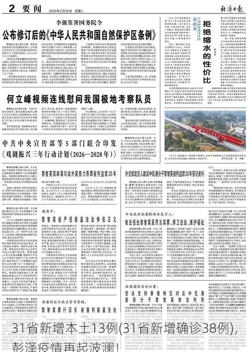 31省新增本土13例(31省新增确诊38例)，彭泽疫情再起波澜！