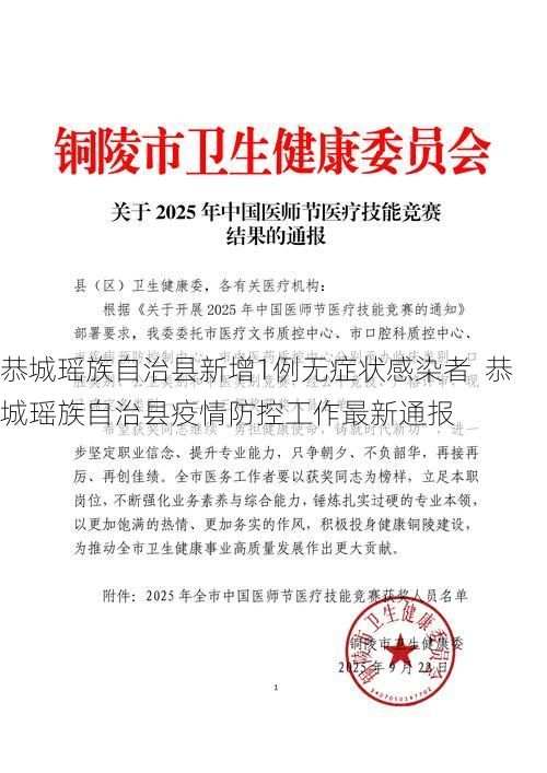 恭城瑶族自治县新增1例无症状感染者  恭城瑶族自治县疫情防控工作最新通报