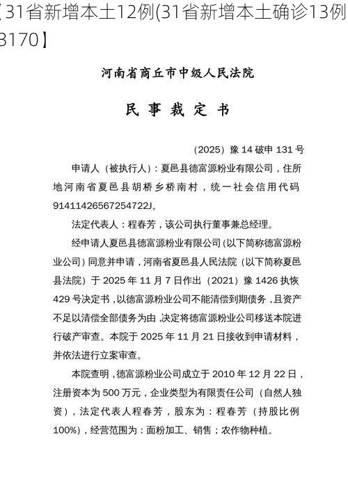 【31省新增本土12例(31省新增本土确诊13例)_23170】