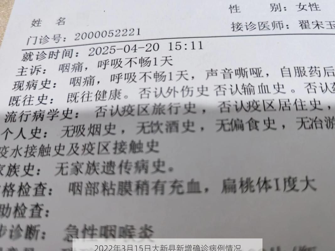 2022年3月15日大新县新增确诊病例情况