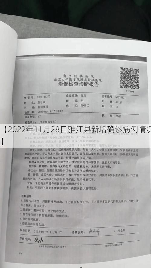【2022年11月28日雅江县新增确诊病例情况】