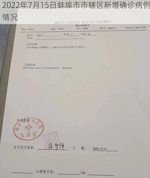 2022年7月15日蚌埠市市辖区新增确诊病例情况