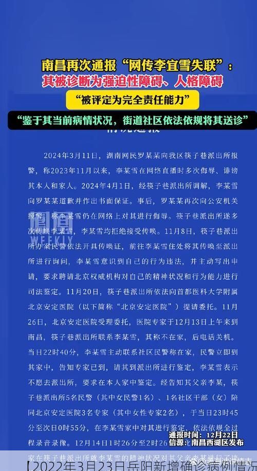 【2022年3月23日岳阳新增确诊病例情况】