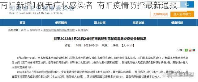 南阳新增1例无症状感染者  南阳疫情防控最新通报