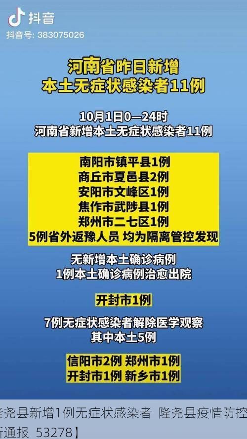 【隆尧县新增1例无症状感染者  隆尧县疫情防控最新通报_53278】