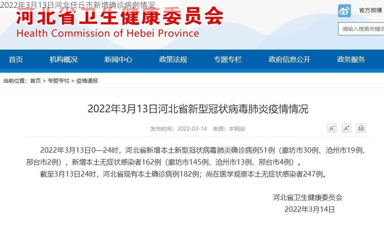 2022年3月13日河北任丘市新增确诊病例情况