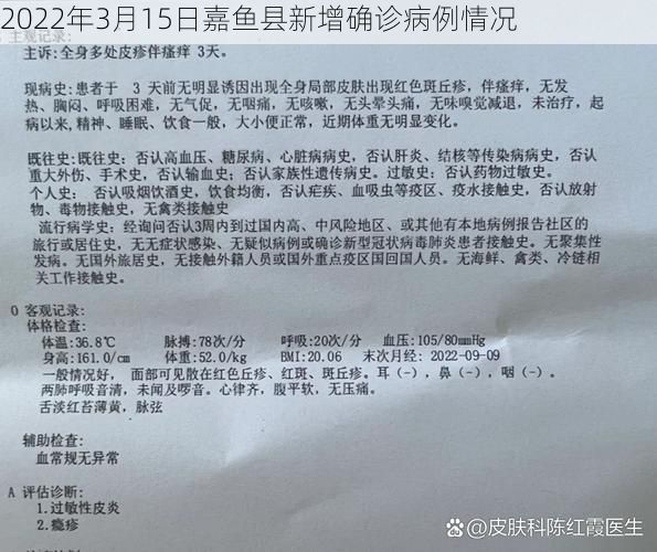 2022年3月15日嘉鱼县新增确诊病例情况