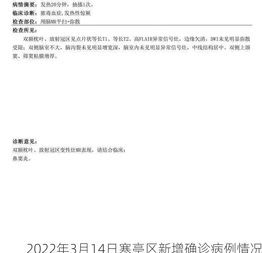 2022年3月14日寒亭区新增确诊病例情况
