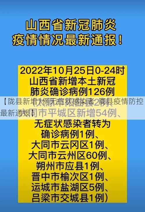 【陇县新增1例无症状感染者 陇县疫情防控最新通报】