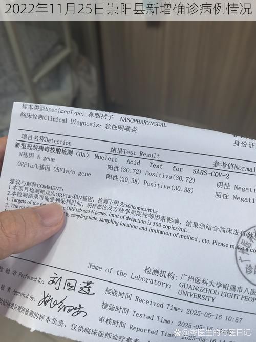 2022年11月25日崇陽縣新增確診病例情況