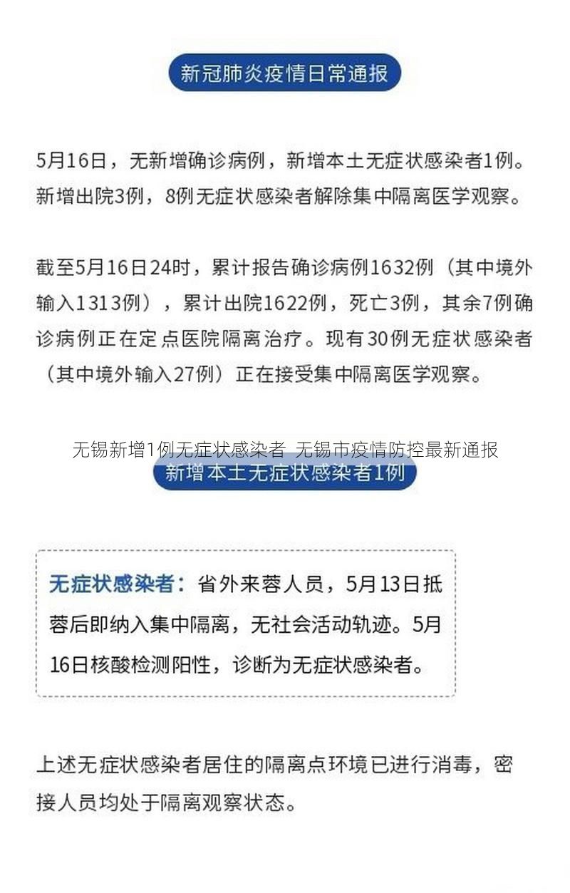 无锡新增1例无症状感染者 无锡市疫情防控最新通报