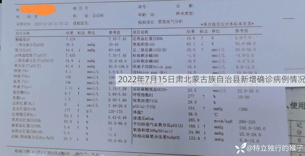 2022年7月15日肃北蒙古族自治县新增确诊病例情况