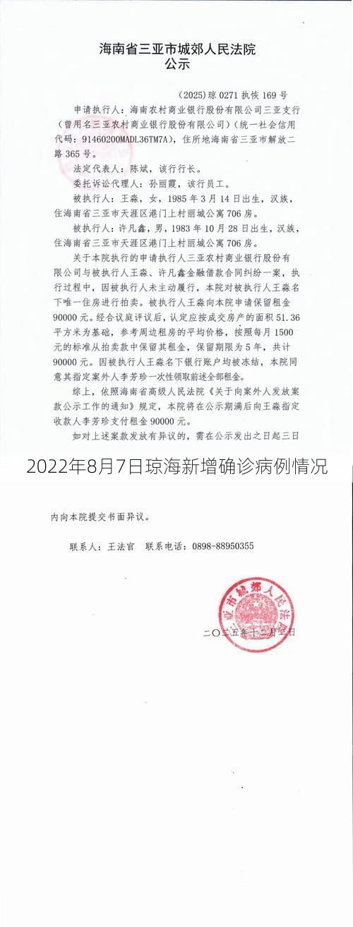 2022年8月7日琼海新增确诊病例情况