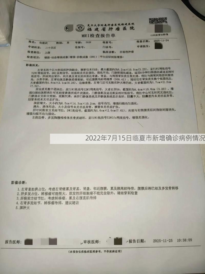 2022年7月15日临夏市新增确诊病例情况