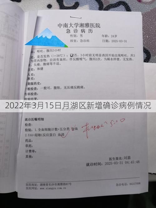 2022年3月15日月湖区新增确诊病例情况