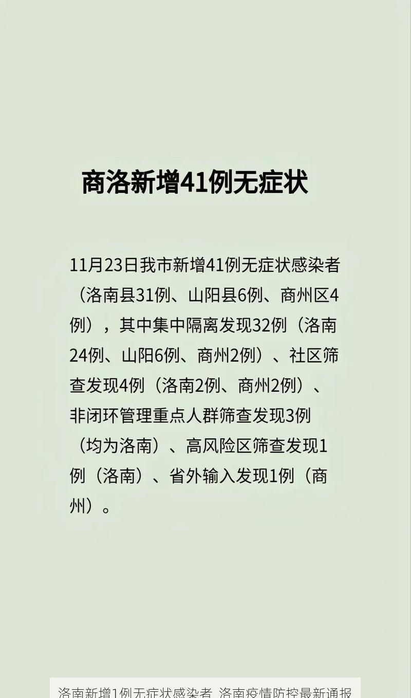 洛南新增1例无症状感染者  洛南疫情防控最新通报
