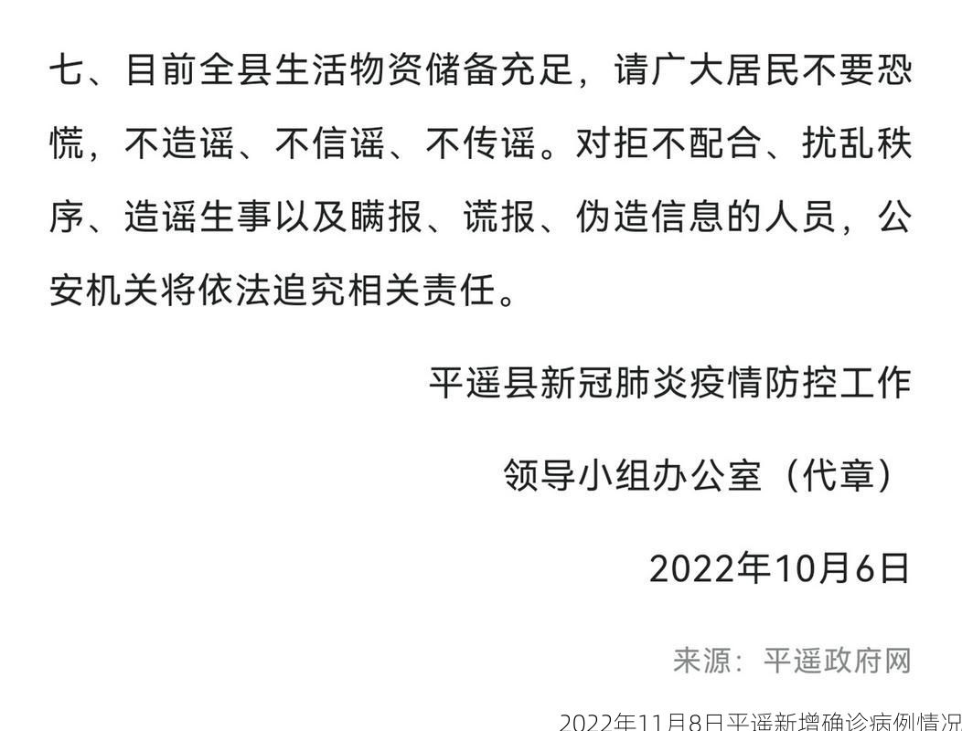 2022年11月8日平遥新增确诊病例情况