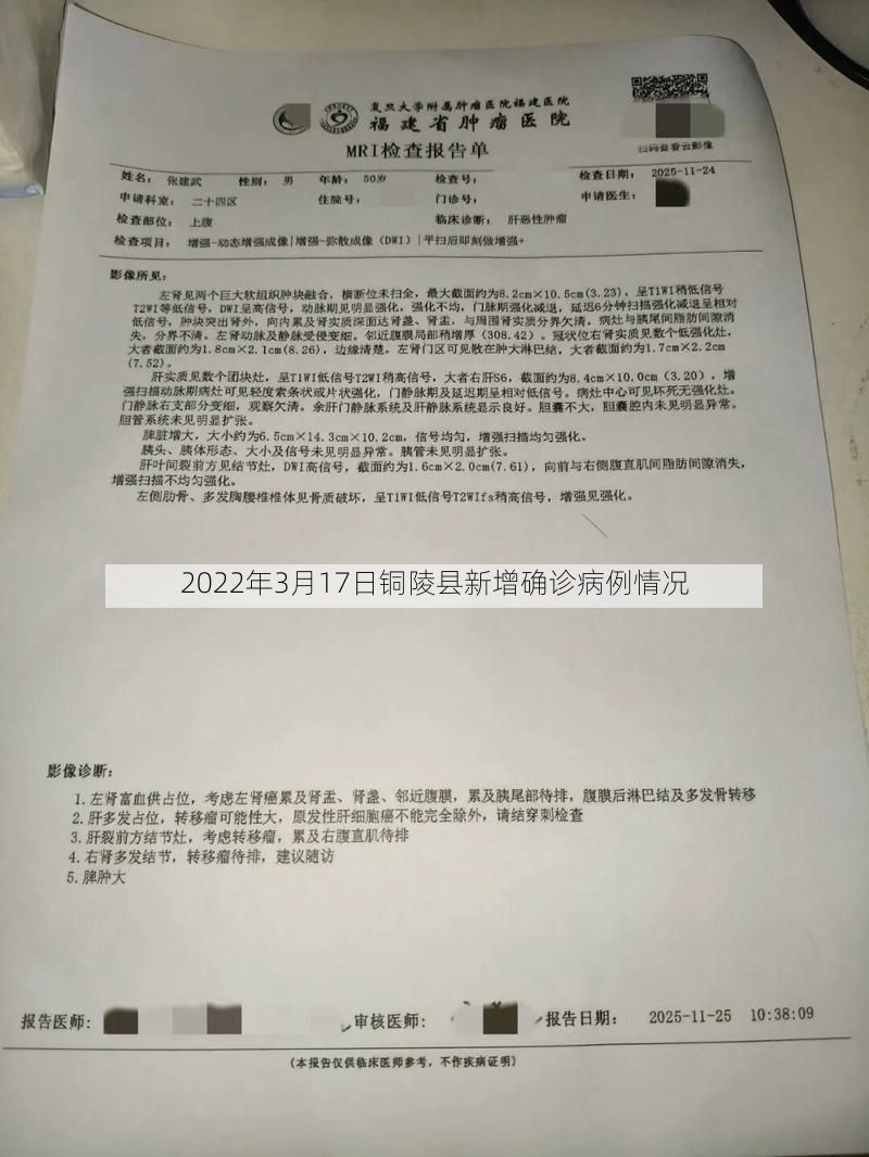 2022年3月17日铜陵县新增确诊病例情况