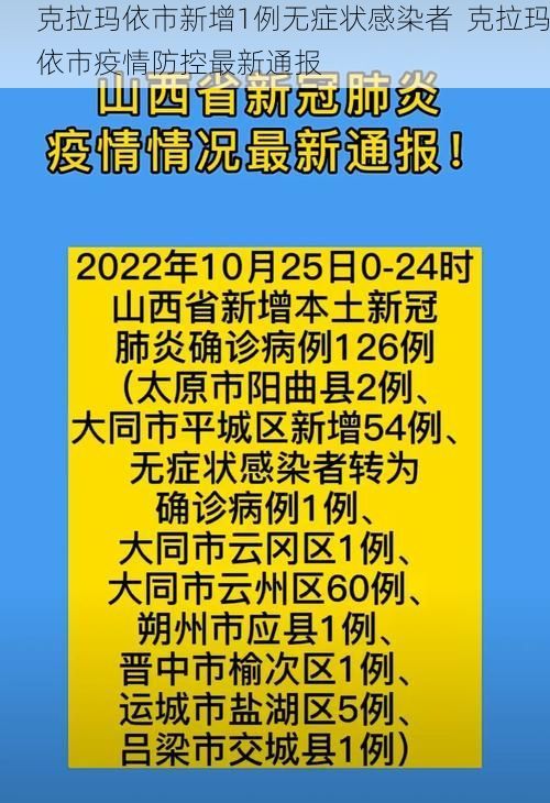 克拉玛依市新增1例无症状感染者  克拉玛依市疫情防控最新通报