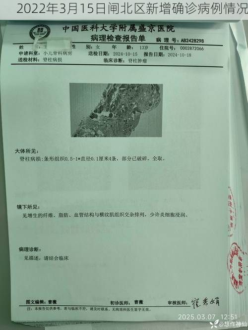 2022年3月15日闸北区新增确诊病例情况