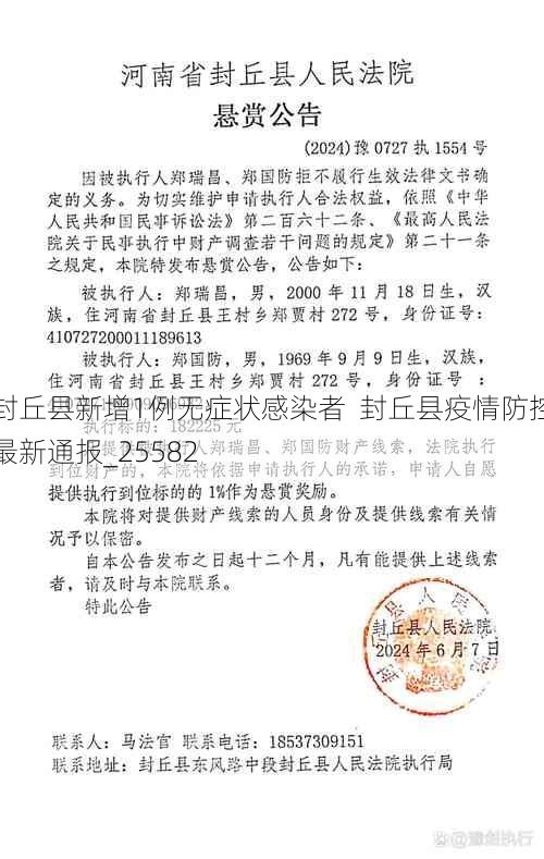 封丘县新增1例无症状感染者 封丘县疫情防控最新通报_25582