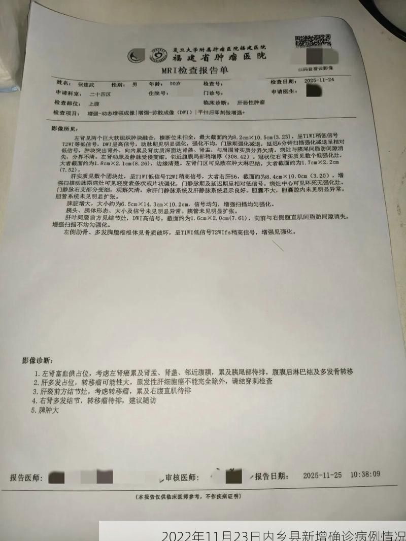 2022年11月23日内乡县新增确诊病例情况