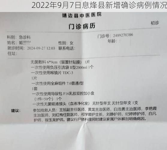 2022年9月7日息烽县新增确诊病例情况