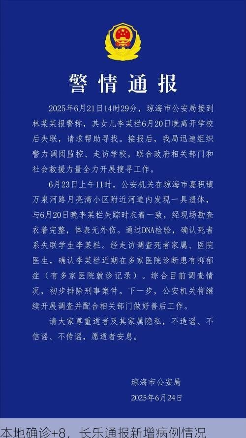 本地确诊+8，长乐通报新增病例情况