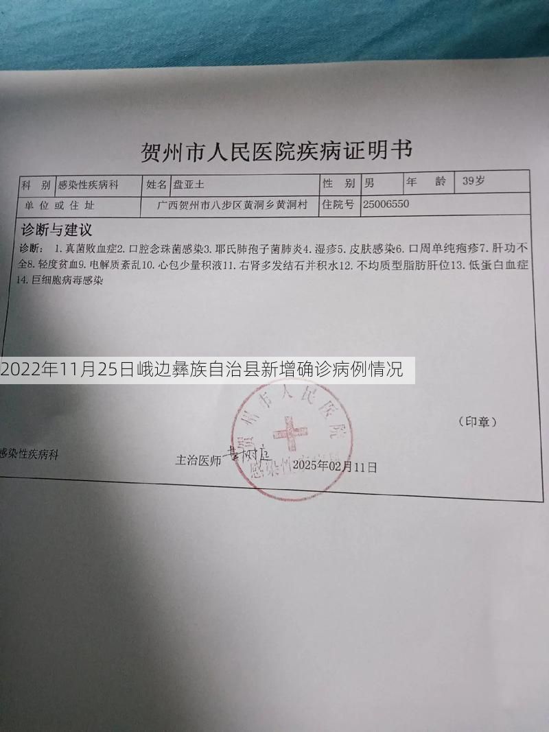 2022年11月25日峨边彝族自治县新增确诊病例情况