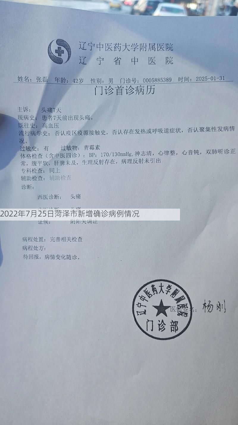 2022年7月25日菏泽市新增确诊病例情况