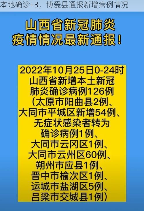 本地确诊+3，博爱县通报新增病例情况