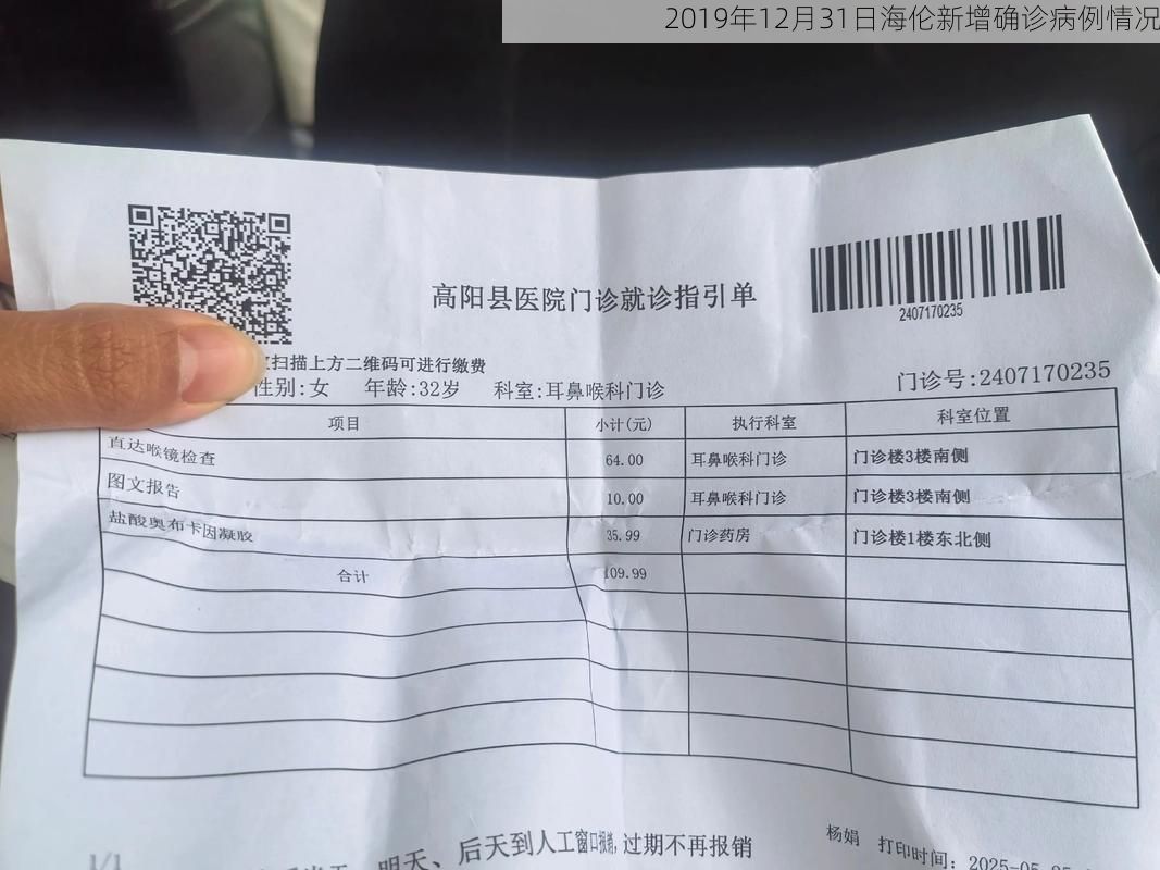 2019年12月31日海伦新增确诊病例情况