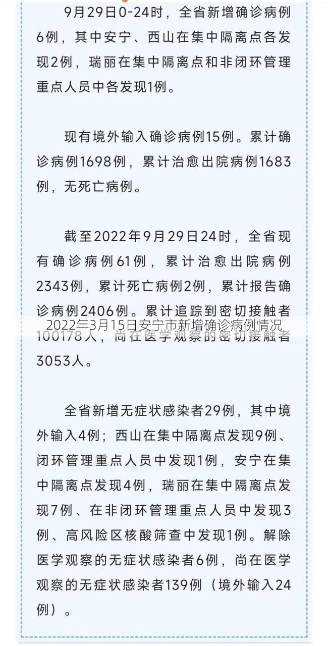 2022年3月15日安宁市新增确诊病例情况