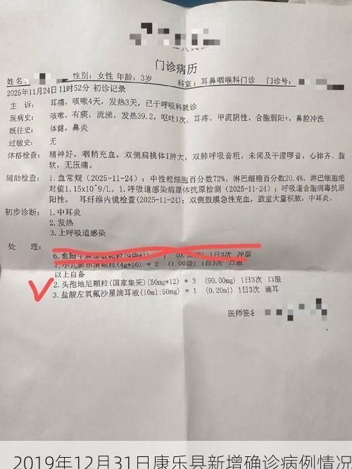 2019年12月31日康乐县新增确诊病例情况