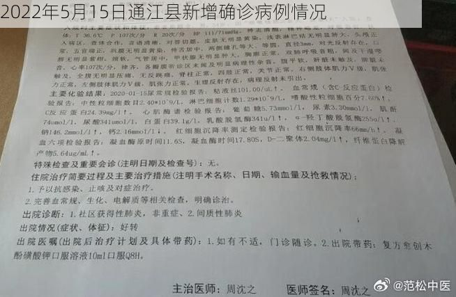 2022年5月15日通江县新增确诊病例情况