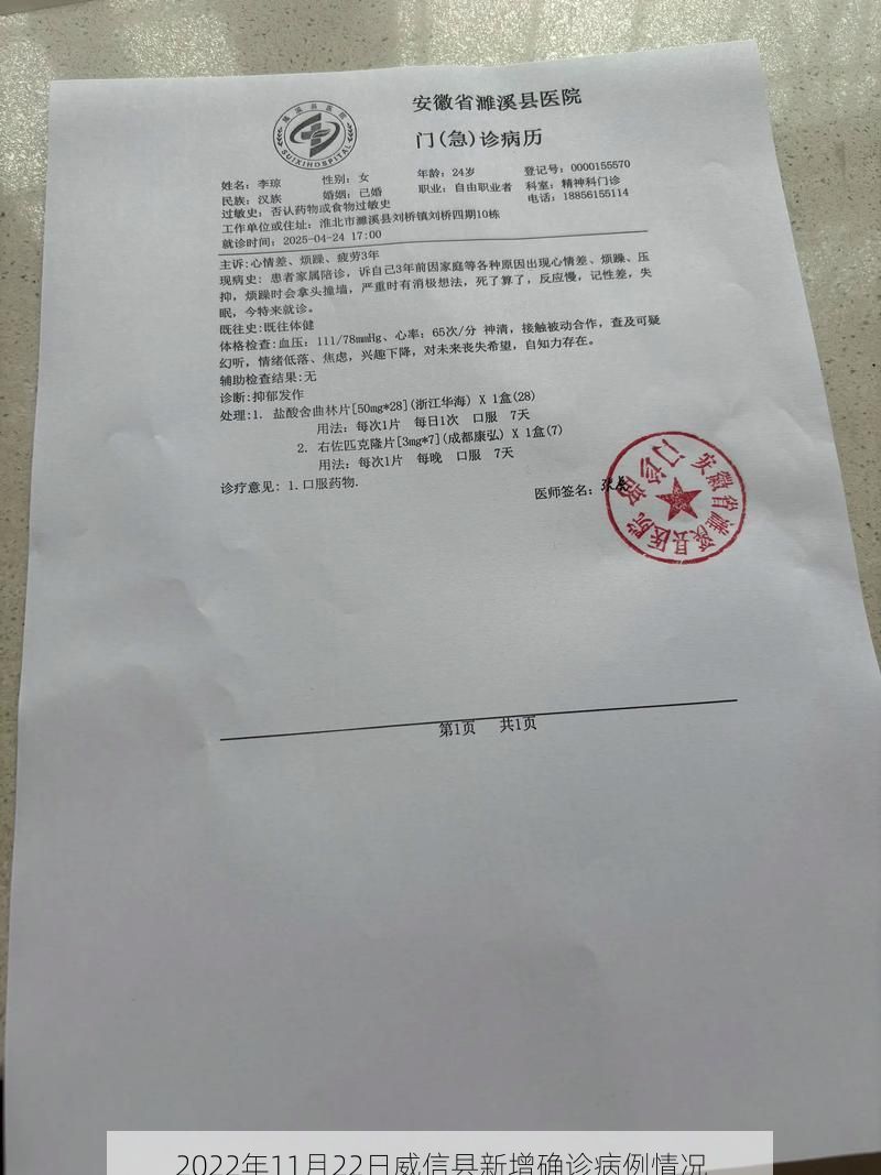 2022年11月22日威信县新增确诊病例情况