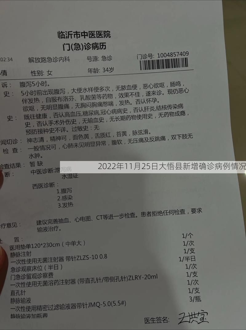 2022年11月25日大悟县新增确诊病例情况